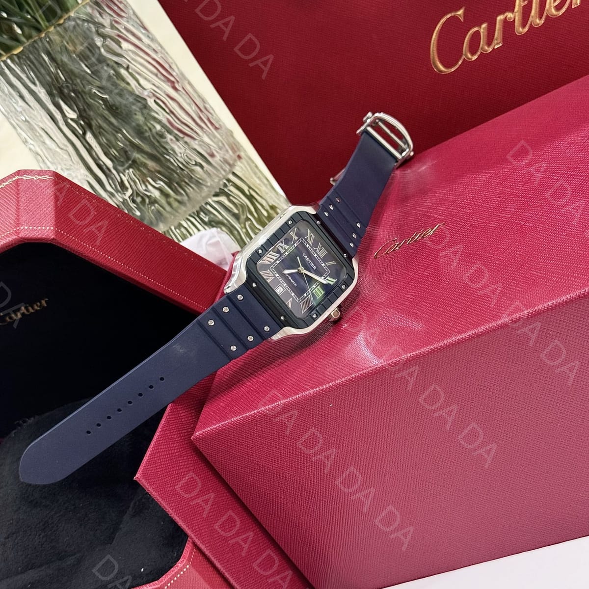 까르띠에 산토스 블루 러버밴드 라지 40mm 3