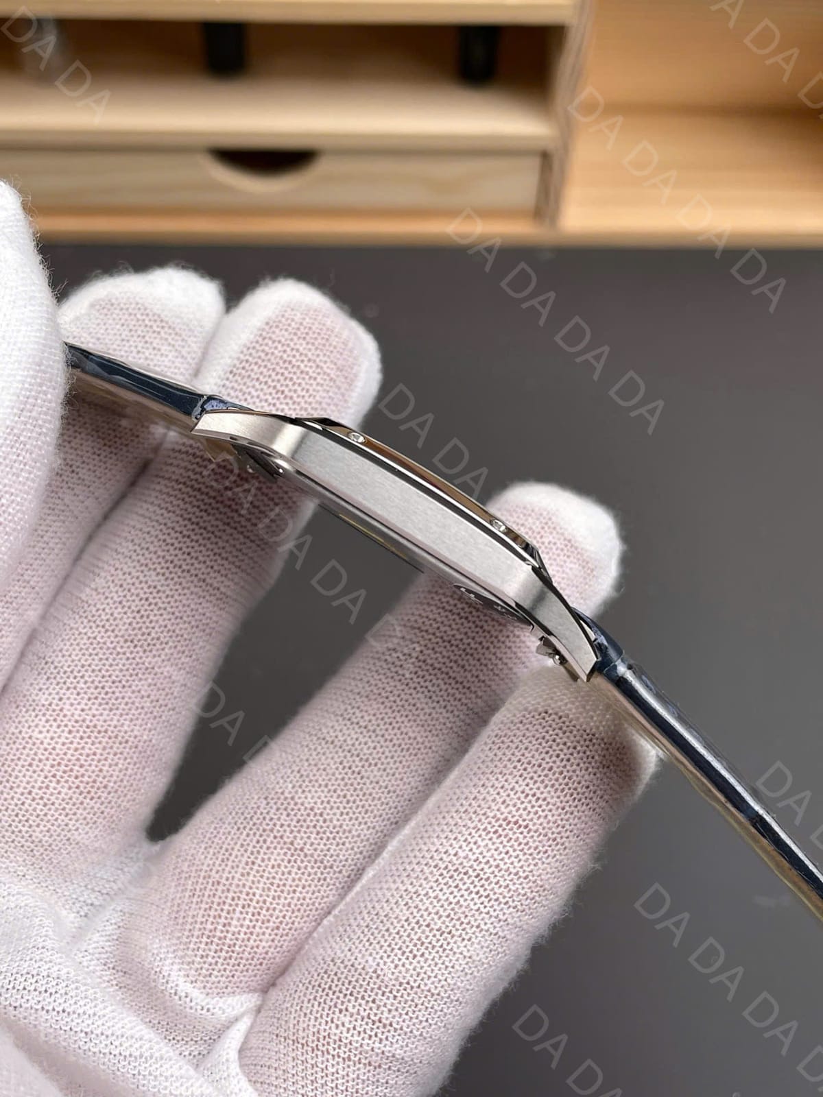 까르띠에 산토스 뒤몽 스틸 네이비 가죽밴드 라지 43.5mm 8