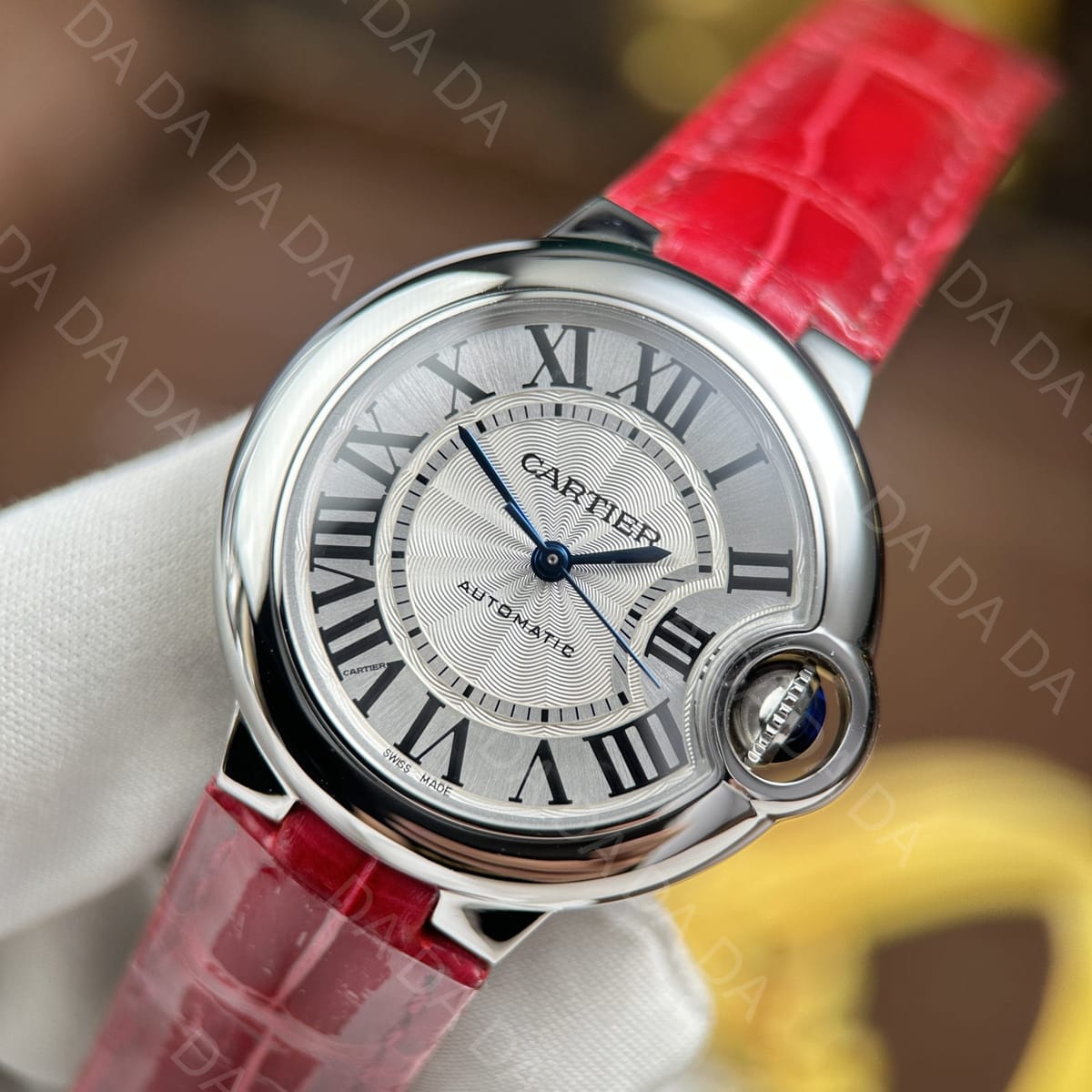 까르띠에 발롱블루 레드 가죽스트랩 오토메틱 33mm 6