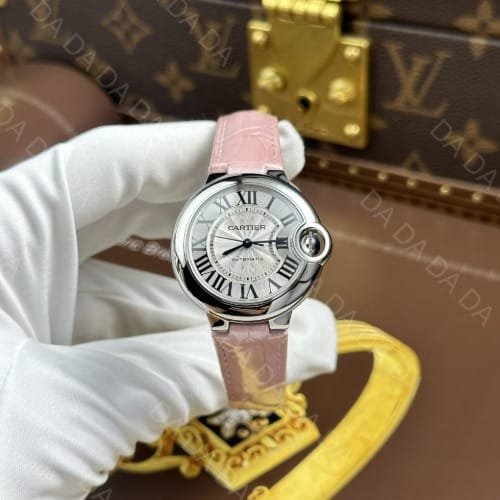 까르띠에 발롱블루 핑크 가죽스트랩 오토메틱 33mm