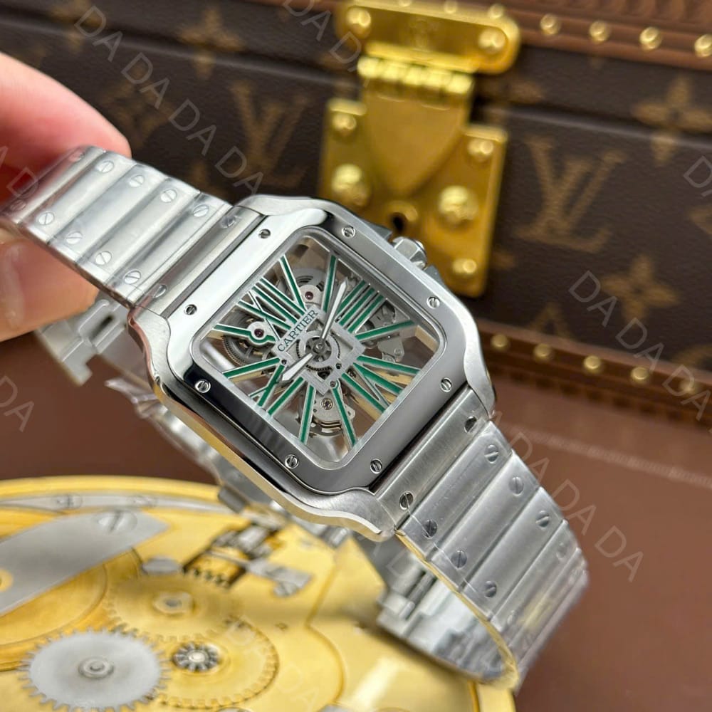 까르띠에 산토스 스켈레톤 그린 라지 40mm 8