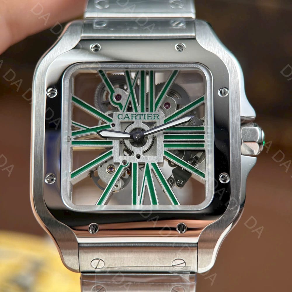 까르띠에 산토스 스켈레톤 그린 라지 40mm 10