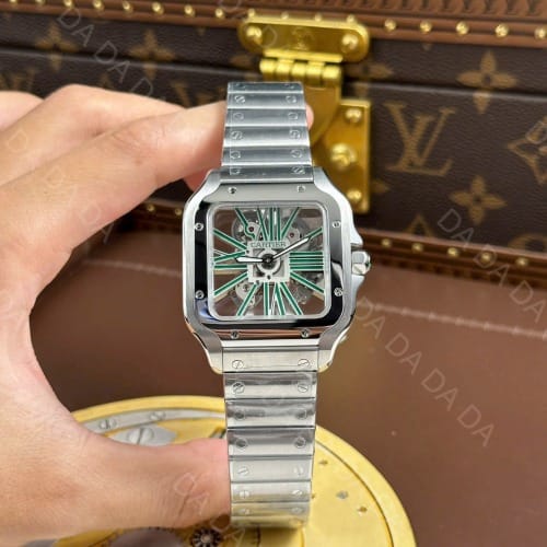 까르띠에 산토스 스켈레톤 그린 라지 40mm