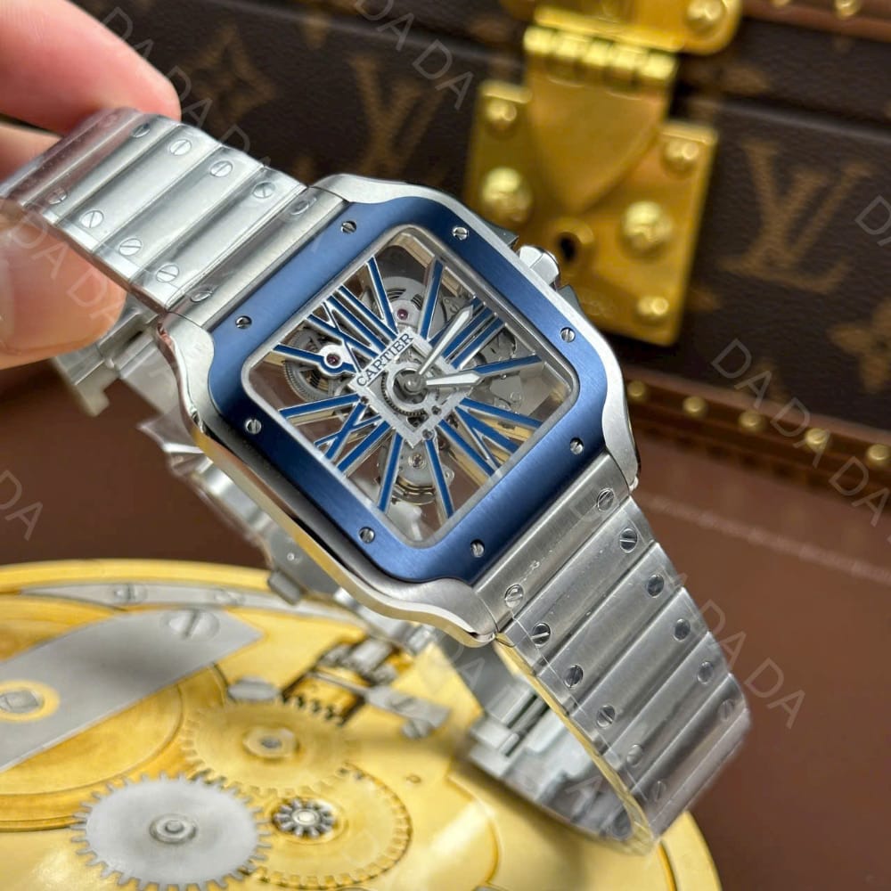 까르띠에 산토스 스켈레톤 블루 라지 40mm 8