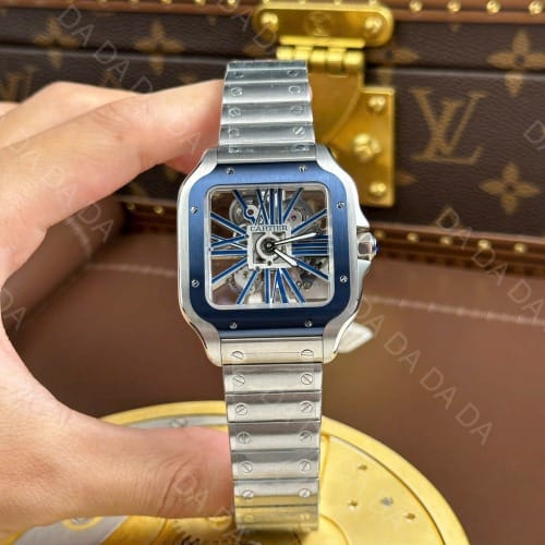 까르띠에 산토스 스켈레톤 블루 라지 40mm
