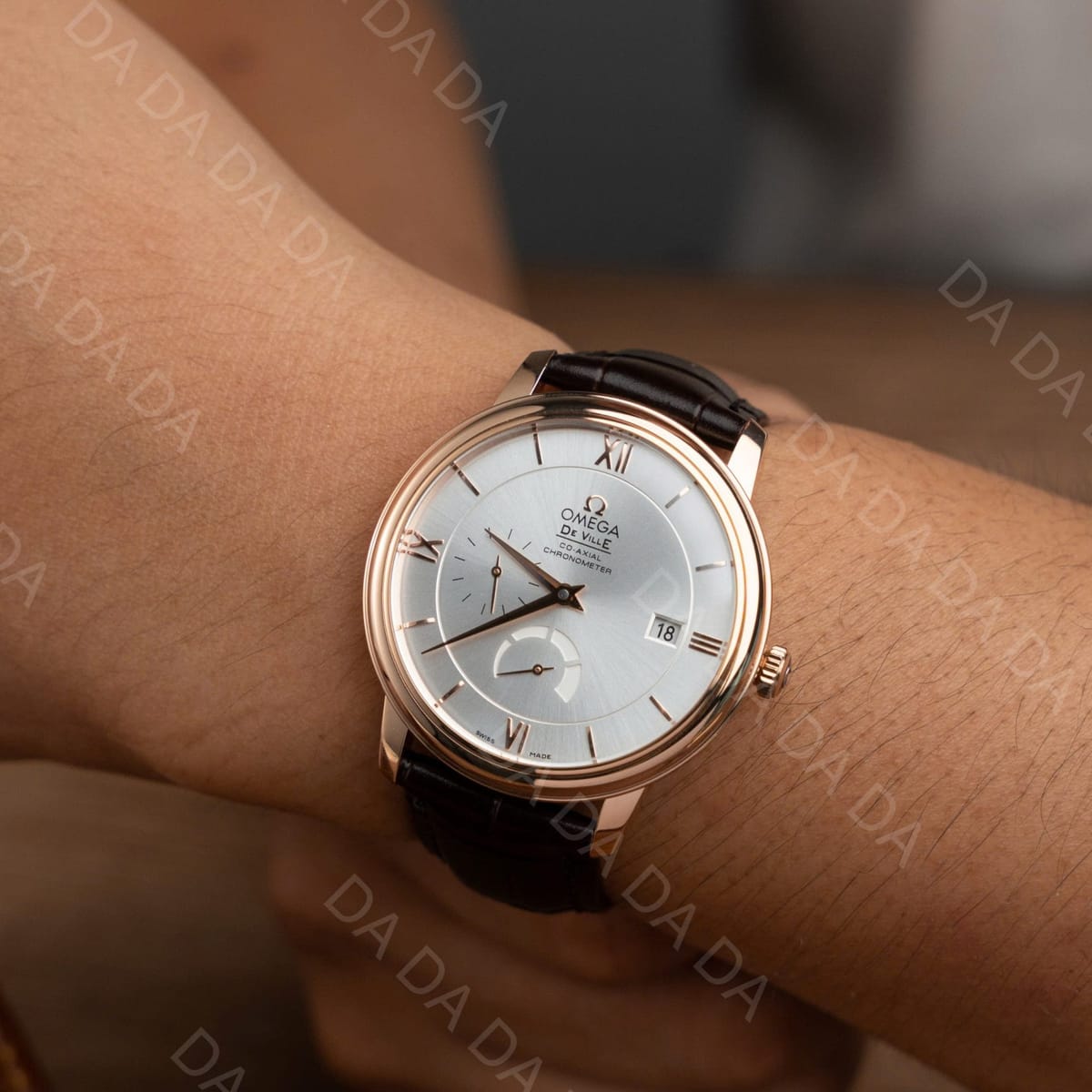 오메가 드 빌 프레스티지 로즈골드 금통 브라운스트랩 39.5mm 10