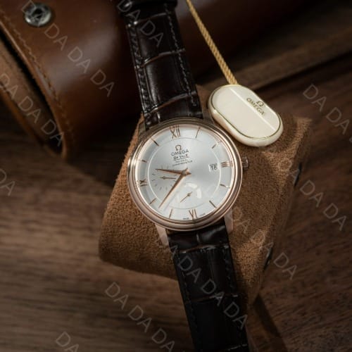 오메가 드 빌 프레스티지 로즈골드 금통 브라운스트랩 39.5mm