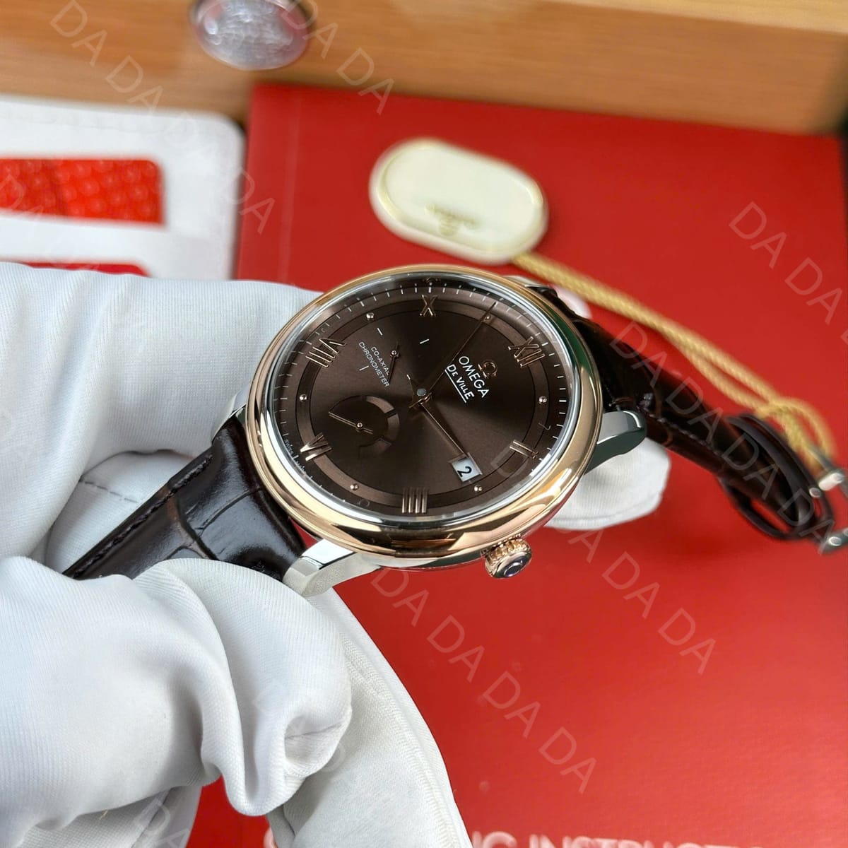 오메가 드 빌 프레스티지 로즈골드 금통 초코판 39.5mm 6