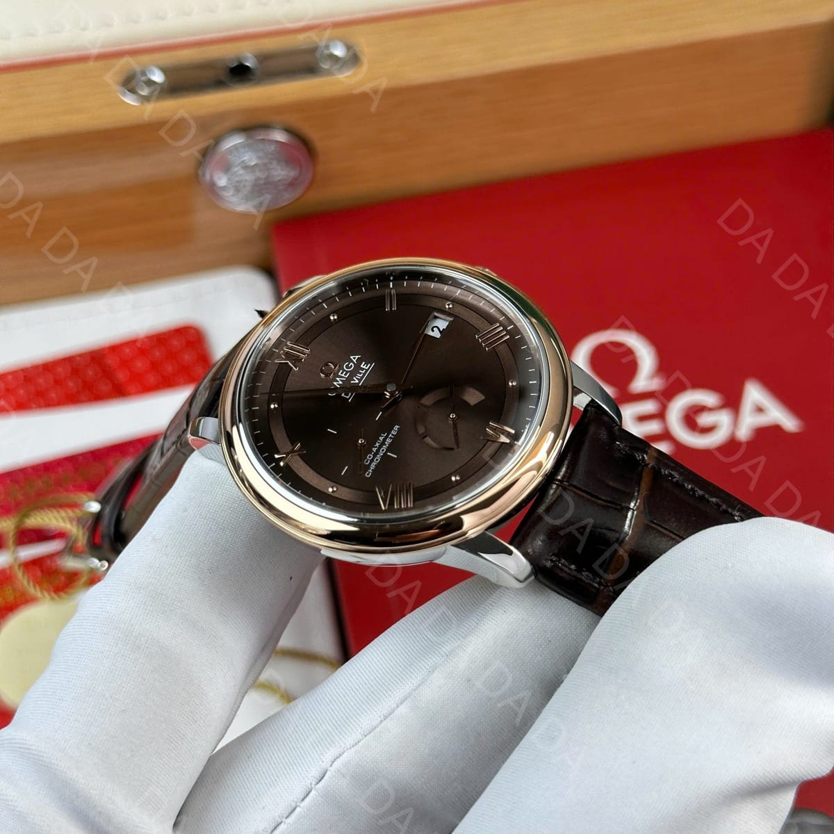 오메가 드 빌 프레스티지 로즈골드 금통 초코판 39.5mm 7