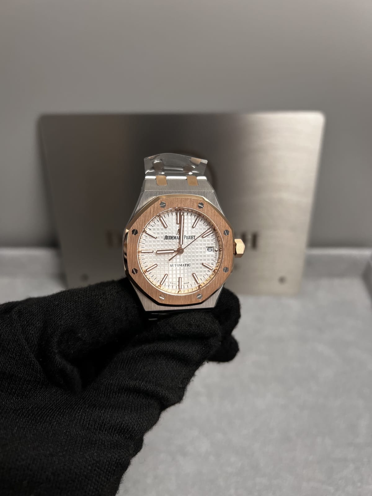 오데마피게 로얄오크 15450 로즈골드 콤비 흰판 37mm 9