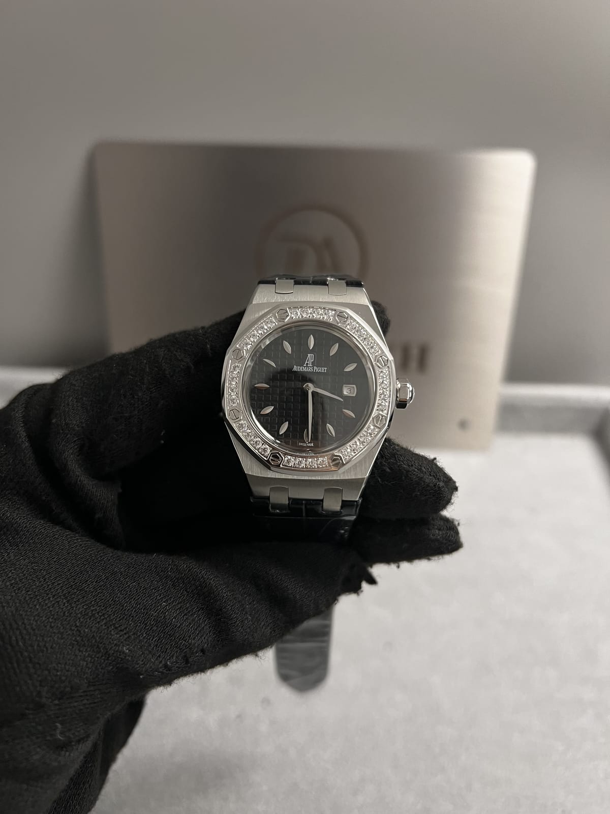 오데마피게 로얄오크 67621 스틸 블랙다이얼 다이아셋팅 33mm 5