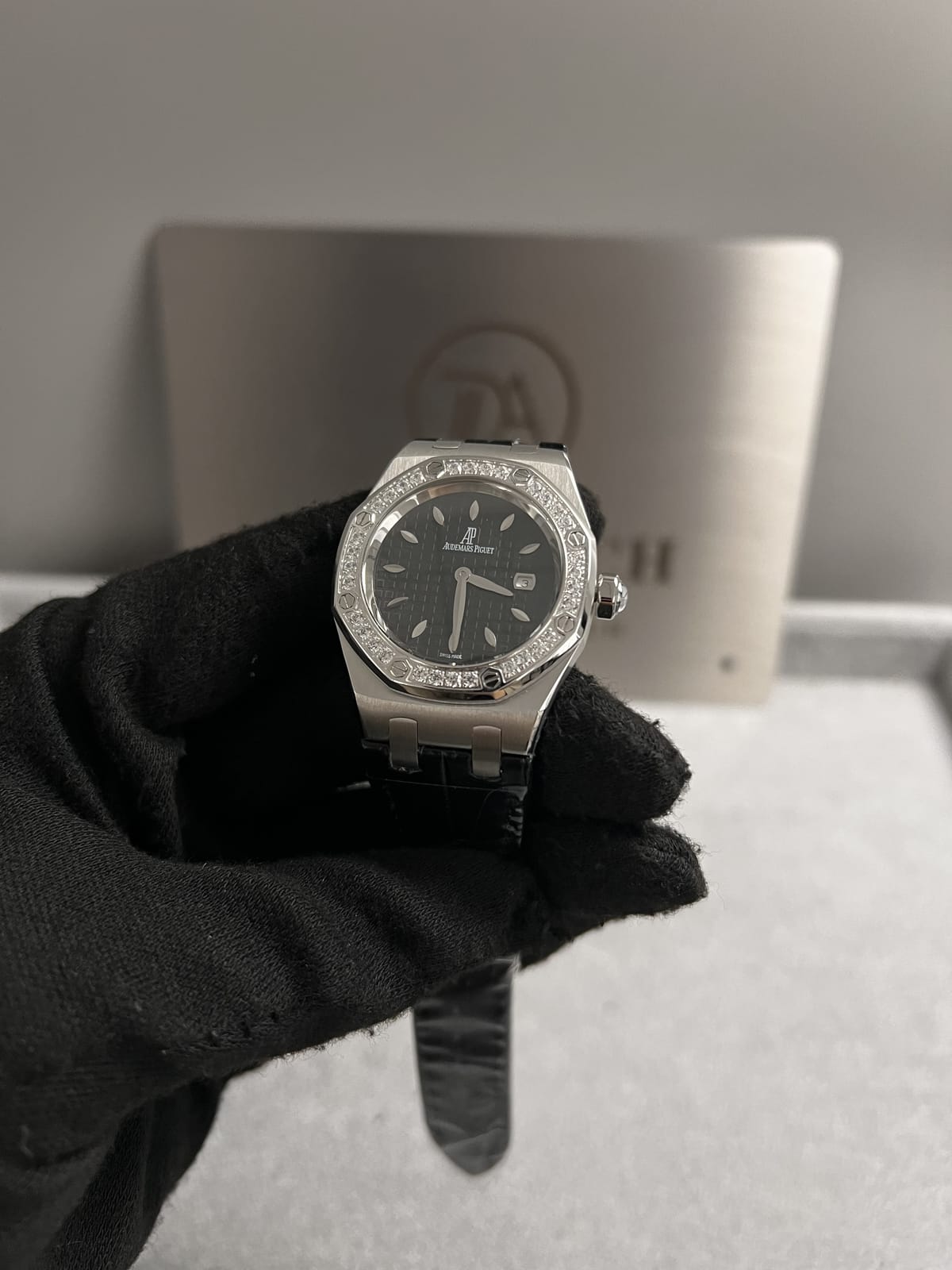 오데마피게 로얄오크 67621 스틸 블랙다이얼 다이아셋팅 33mm 7