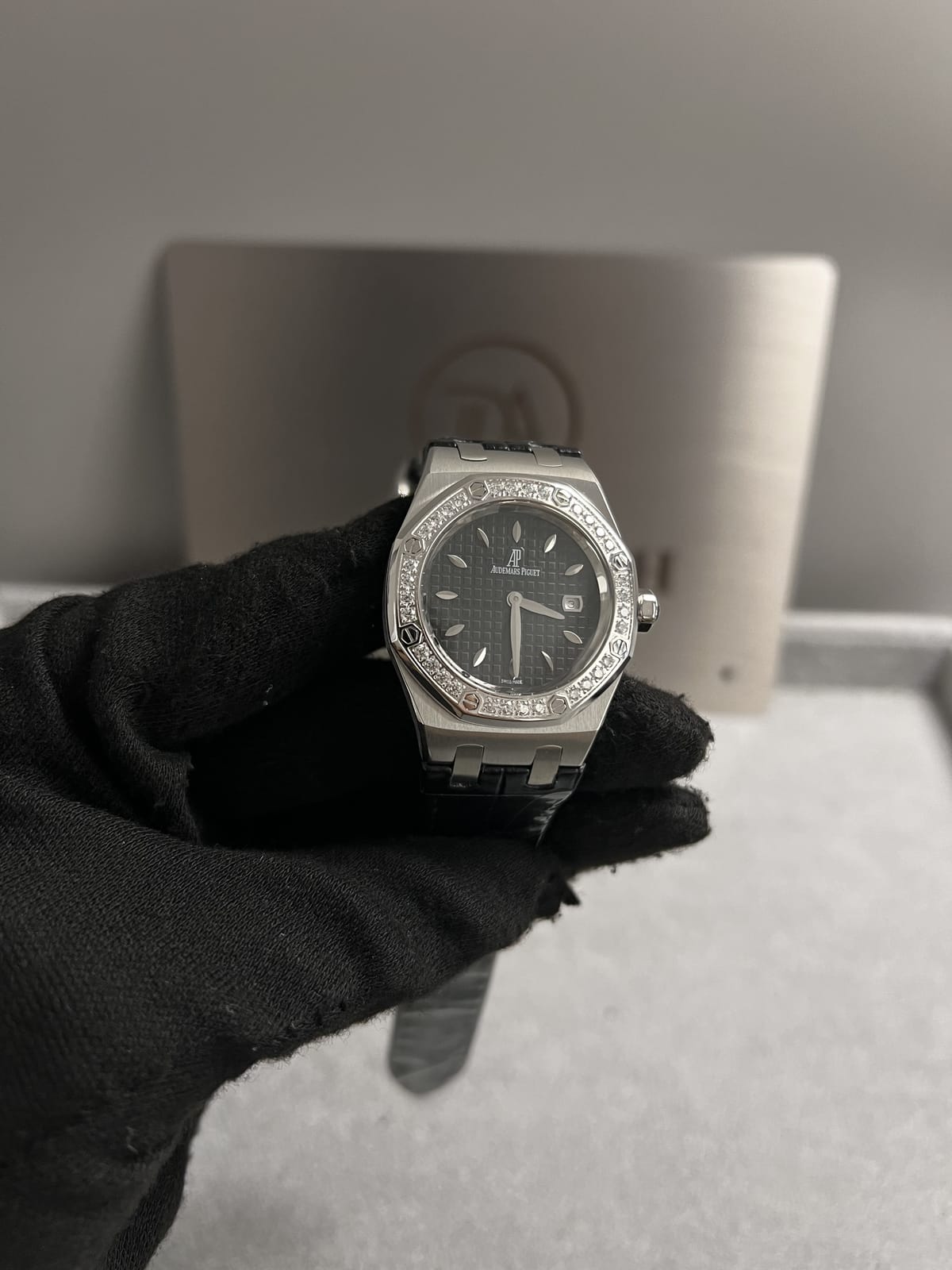 오데마피게 로얄오크 67621 스틸 블랙다이얼 다이아셋팅 33mm 9