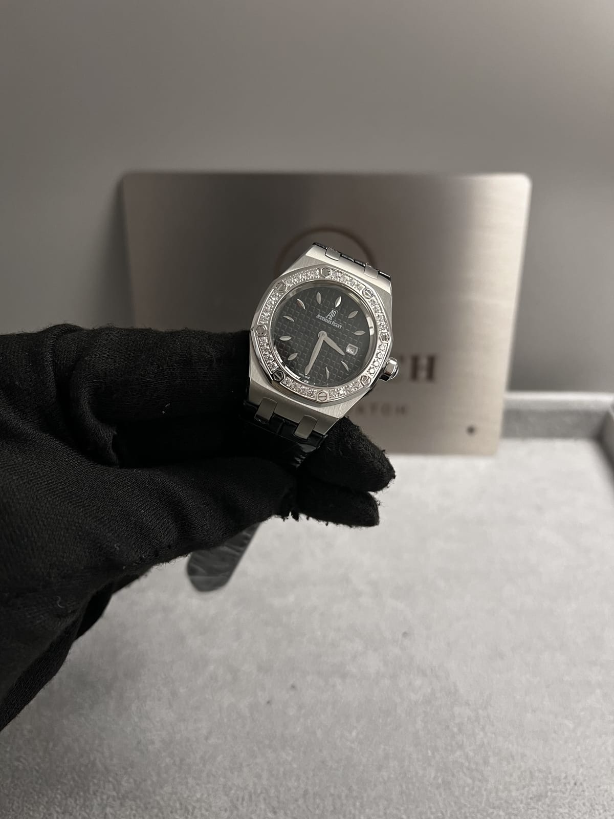 오데마피게 로얄오크 67621 스틸 블랙다이얼 다이아셋팅 33mm 12