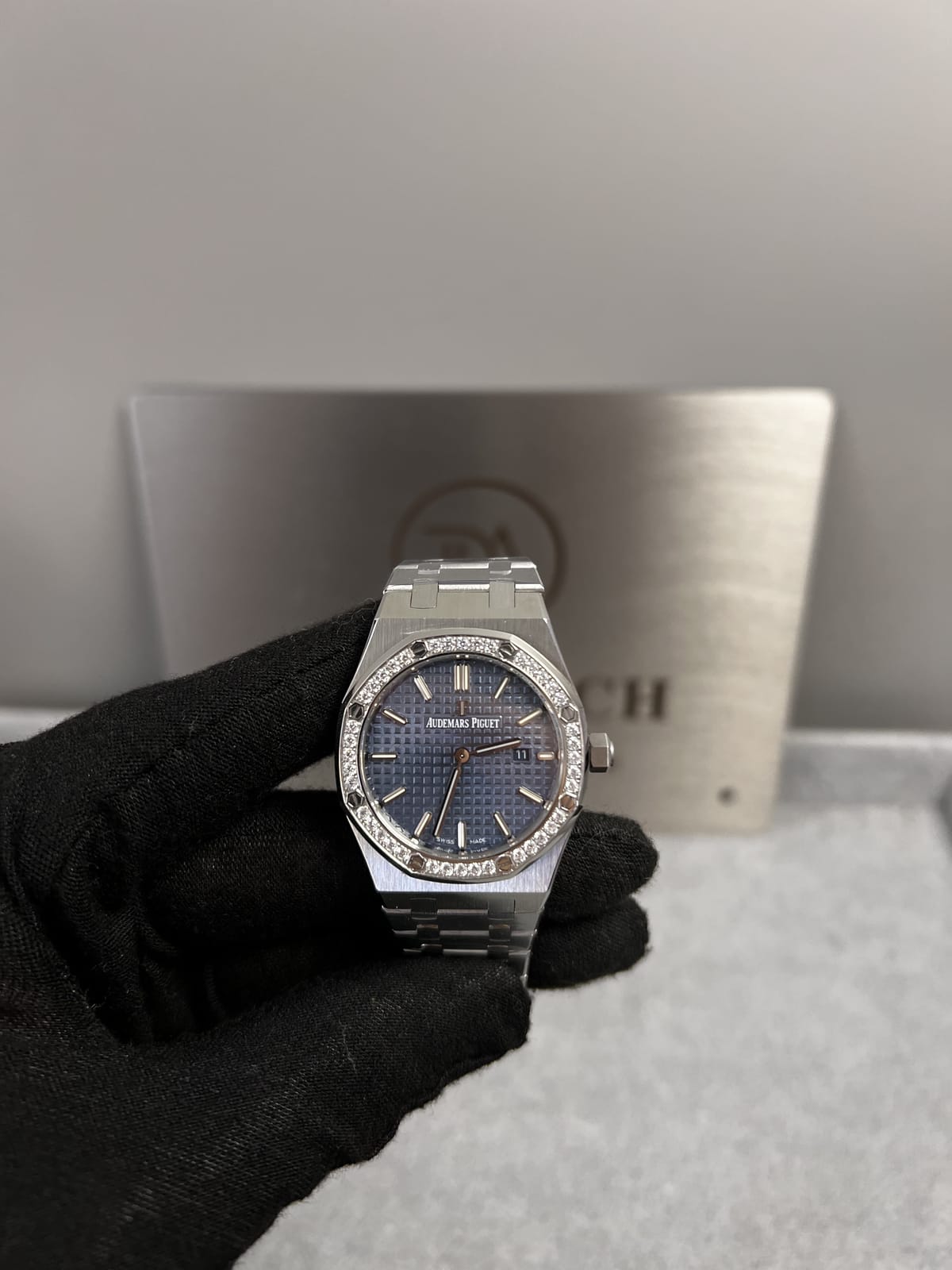 오데마피게 로얄오크 77350 다크블루다이얼 다이아셋팅 34mm 6