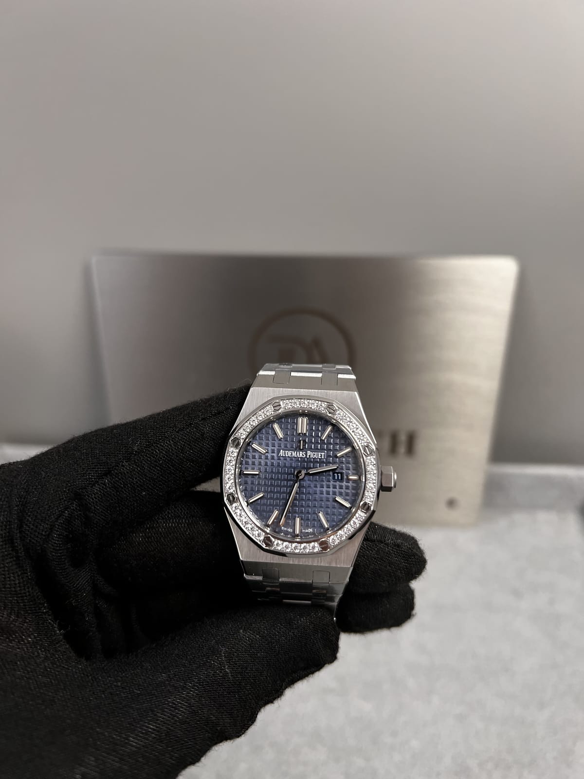 오데마피게 로얄오크 77350 다크블루다이얼 다이아셋팅 34mm 9