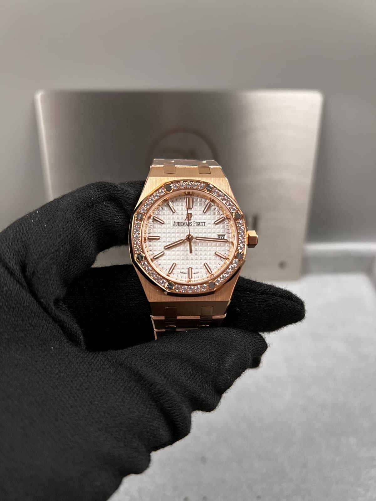 오데마피게 로얄오크 77350 로즈골드 화이트다이얼 다이아셋팅 34mm 4