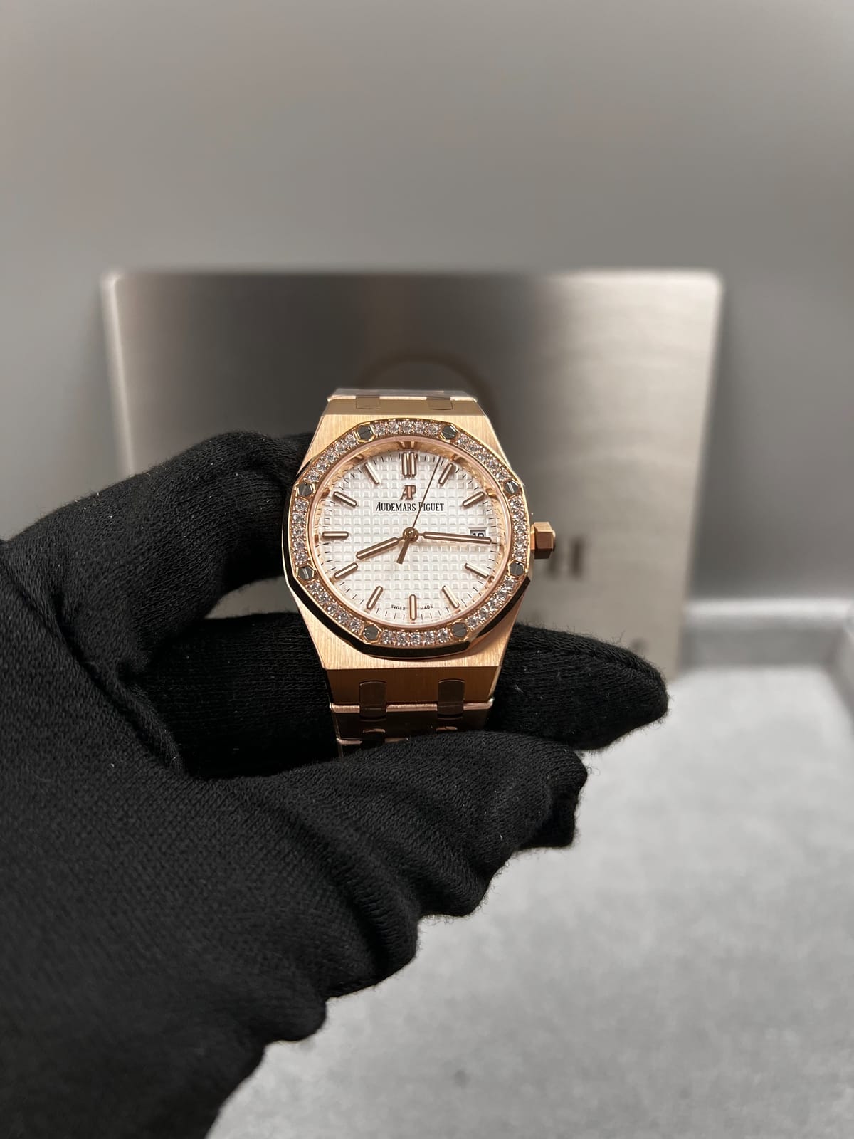 오데마피게 로얄오크 77350 로즈골드 화이트다이얼 다이아셋팅 34mm 6