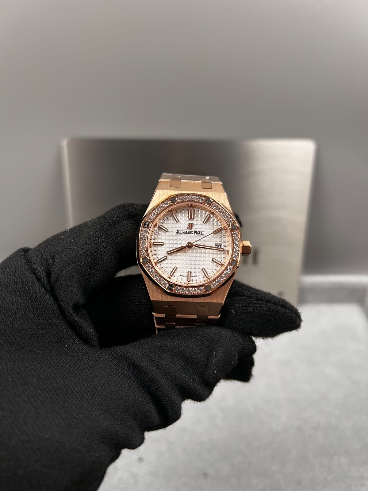 오데마피게 로얄오크 77350 로즈골드 화이트다이얼 다이아셋팅 34mm 10
