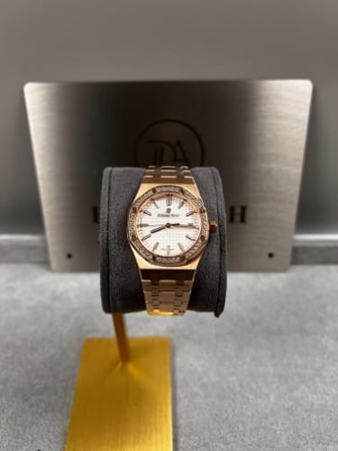 오데마피게 로얄오크 77350 로즈골드 화이트다이얼 다이아셋팅 34mm