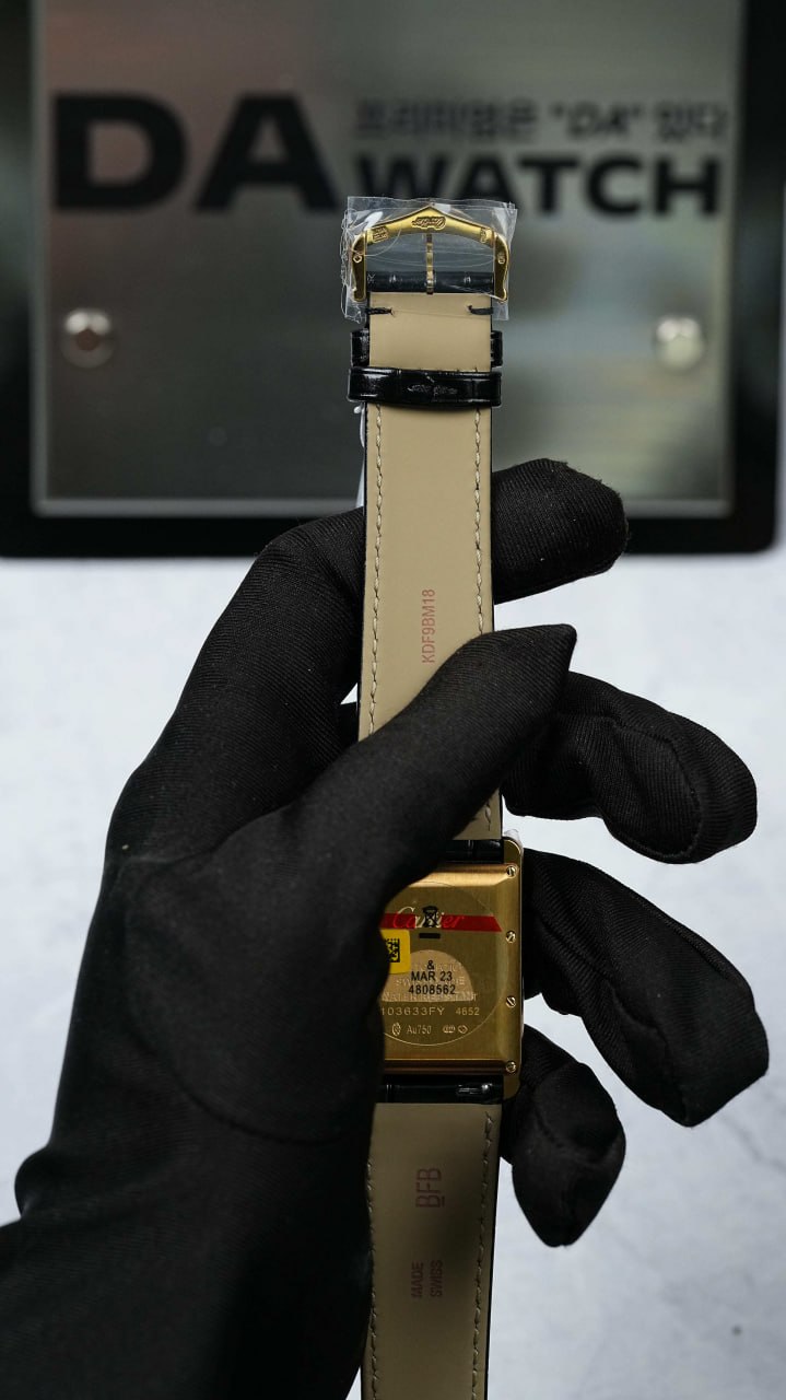 까르띠에 탱크 루이 옐로우골드 금통 가죽밴드 27.8×38.1mm 12